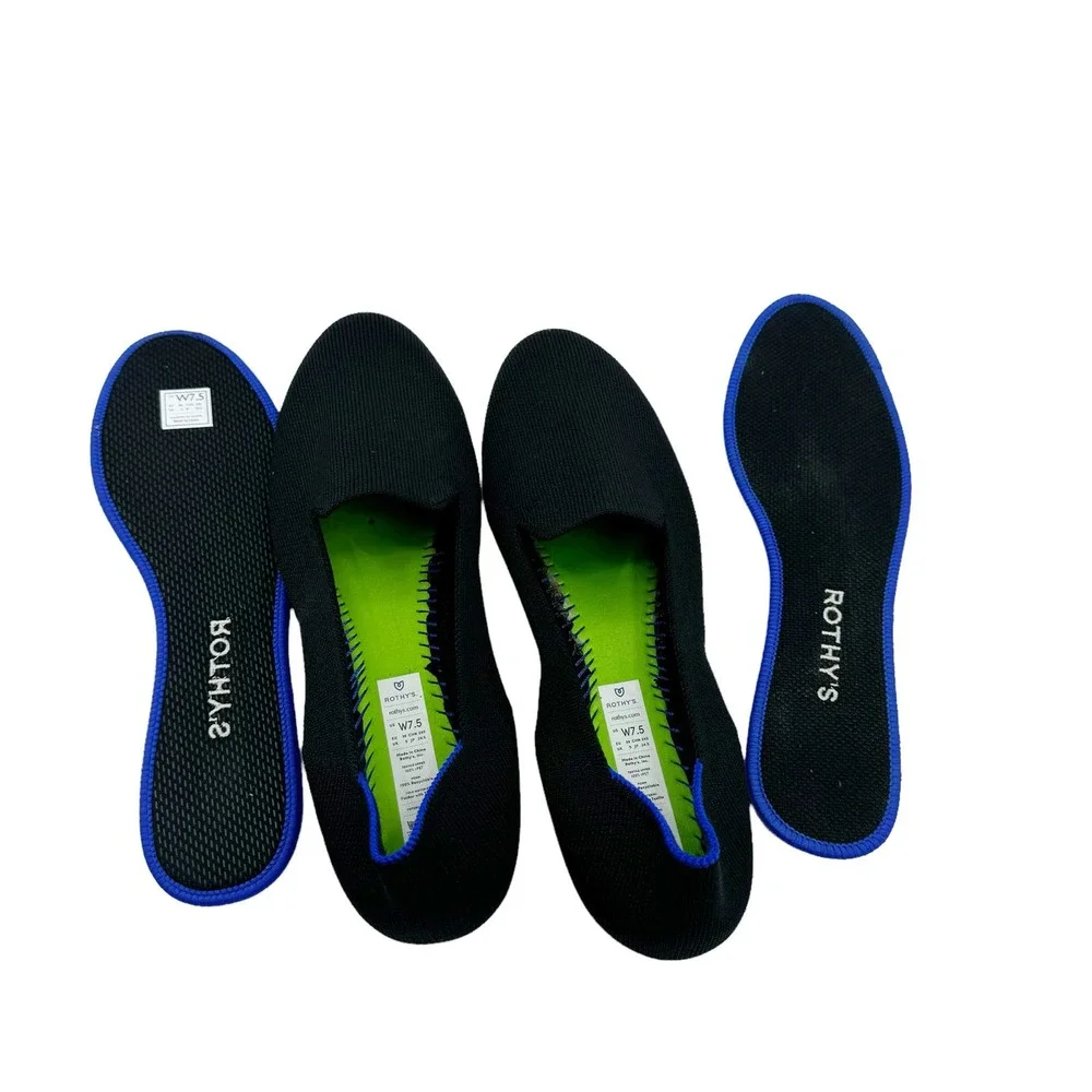 Rothy's The Loafers Flat Slip On Shoes Black Women's Size 7.5 NWOB
